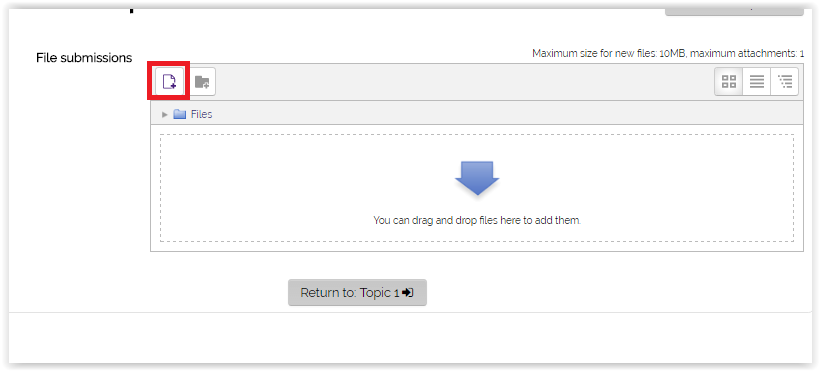 the add assignment button on the upload screen