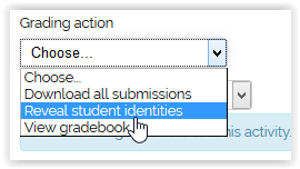 Grading action drop down menu