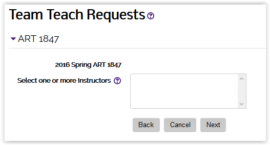 team teach instructor requests window