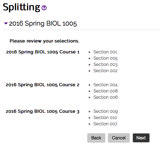 preview of selections