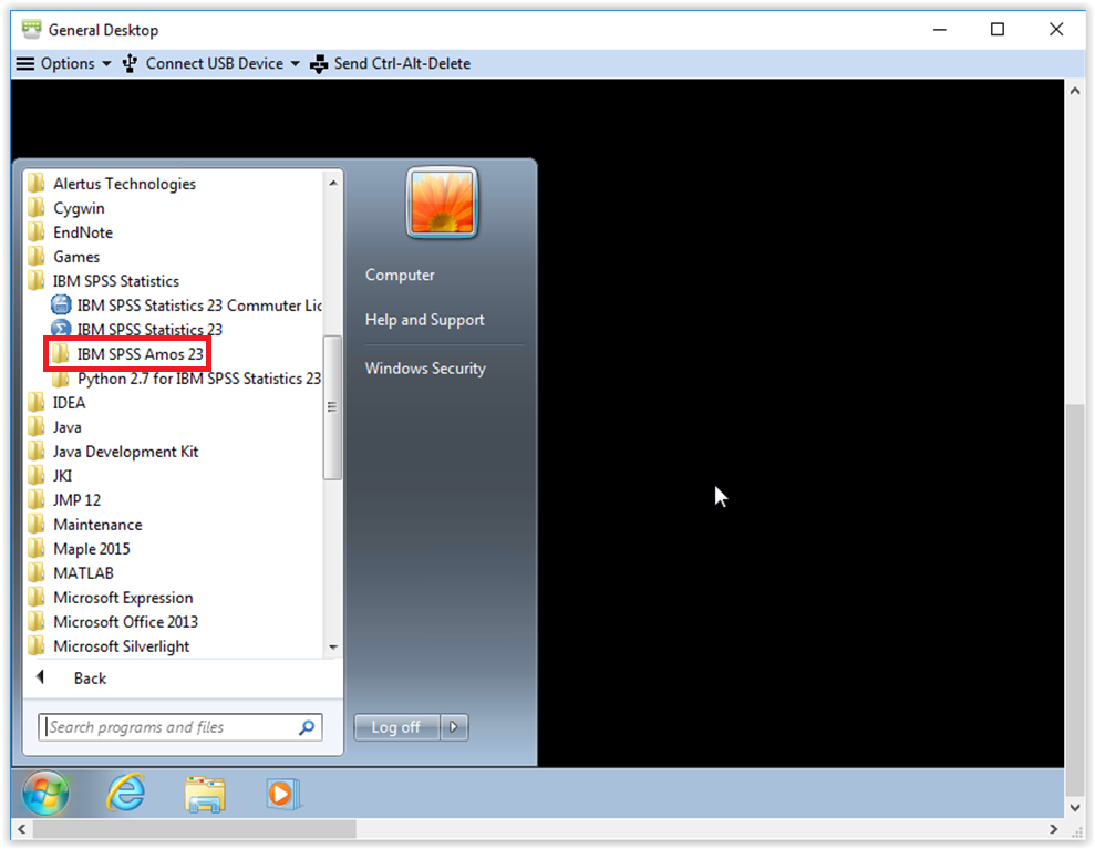 IBM SPSS Amos 23 in All Programs