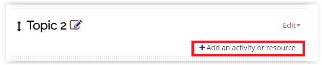 the add an activity or resource button