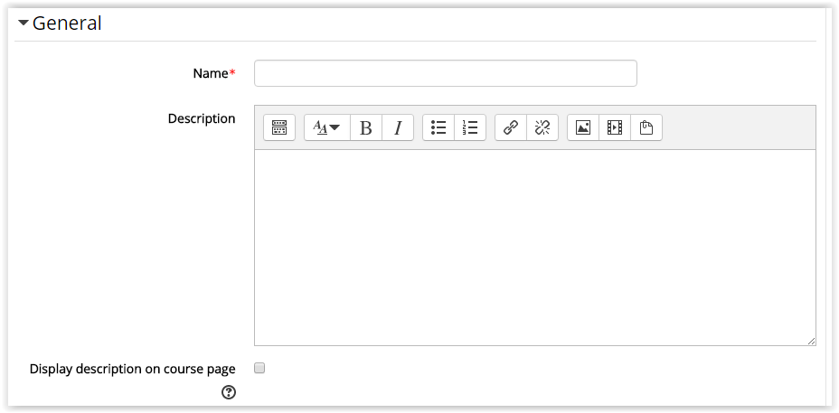 the name and description options.