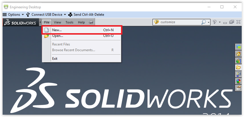 creating a new solidworks file
