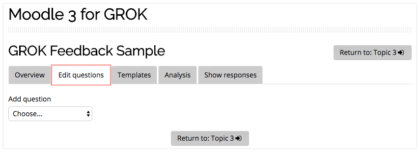 Edit questions tab