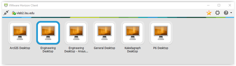 VMware view server menu