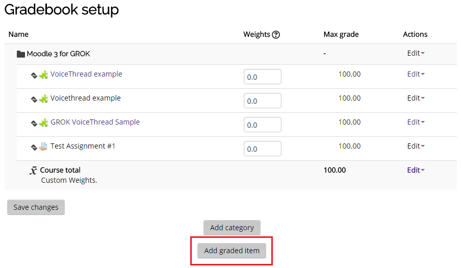 the add a graded item
