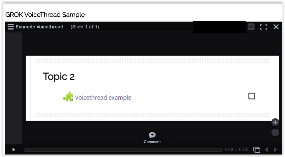 the comment button in a Voicethread