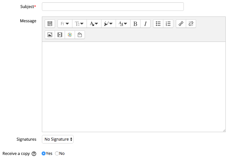 Moodle Mail composition section