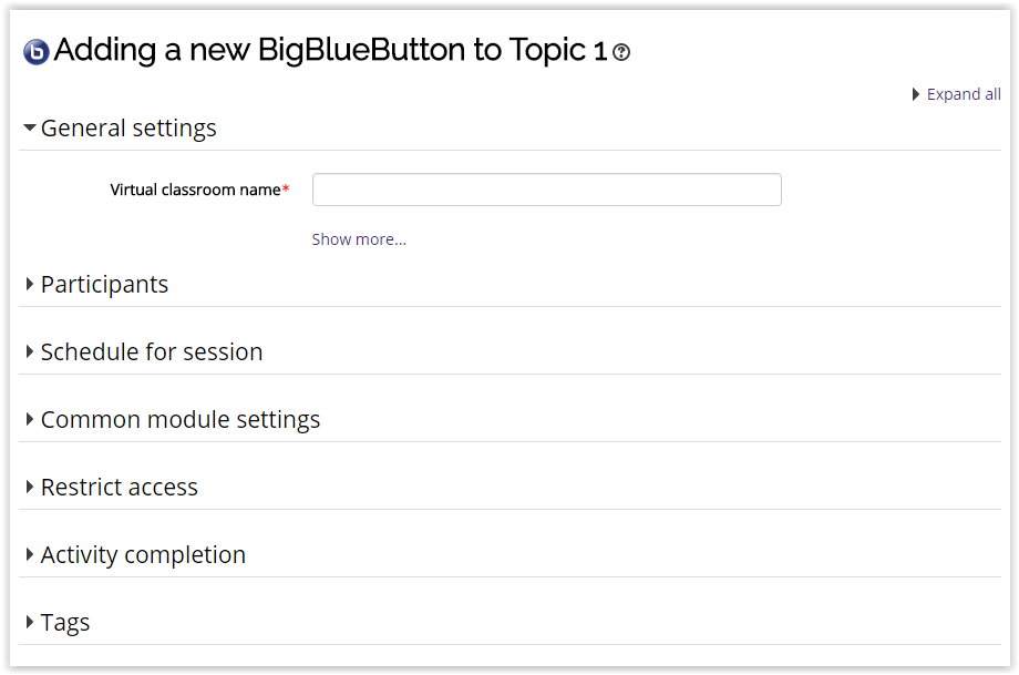 Adding new BigBlueButton in moodle 3