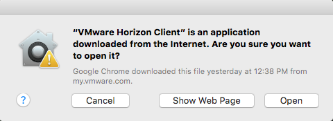 horizon client security prompt