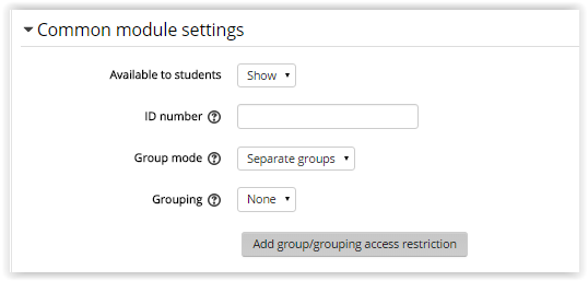 moodle quiz Common Module Settings