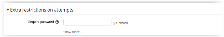 Password options for a Quiz