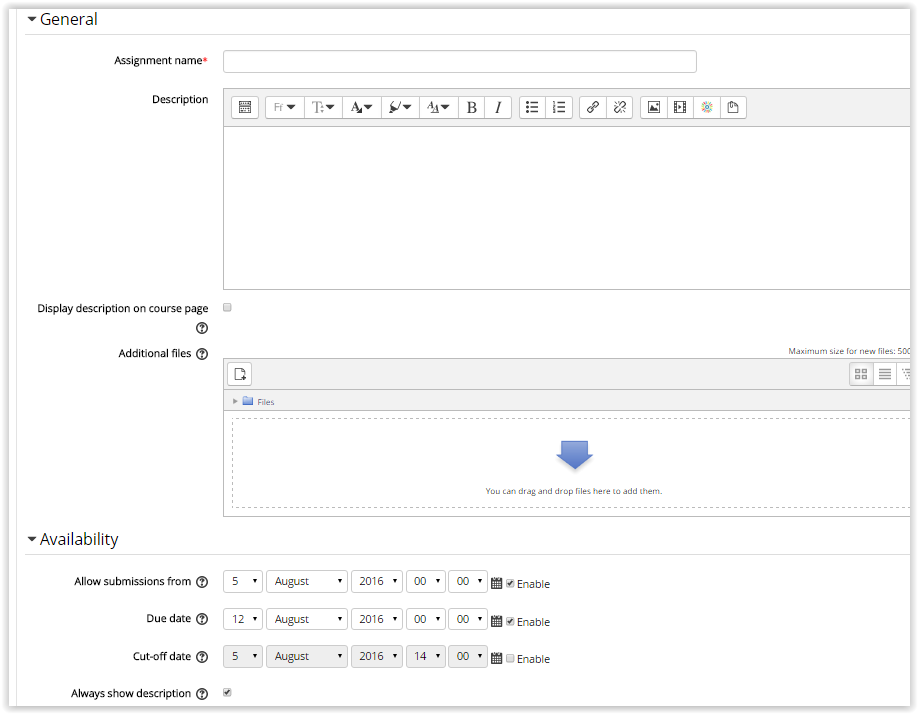 General settings