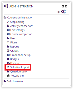 Selective Import option under Administration
