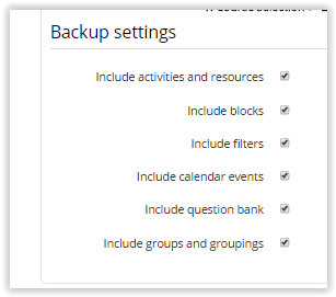 Backup Settings for the imports