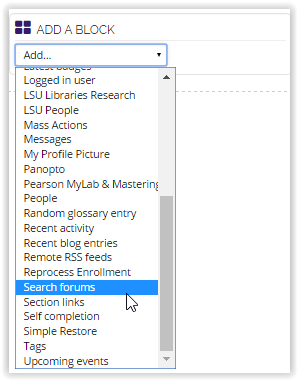 add a new block with search forums selected.