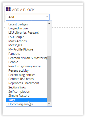 add a block, tags