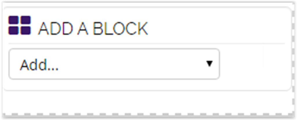 Add a Block drop down menu