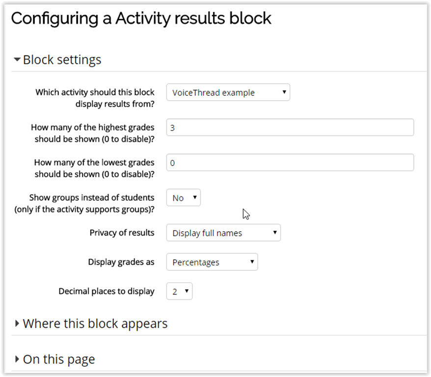 Activity Results information blanks