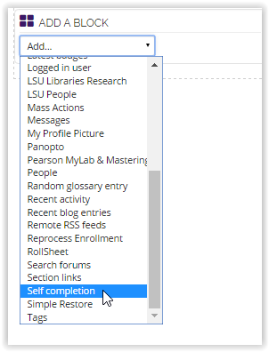 self completion block from dropdown menu