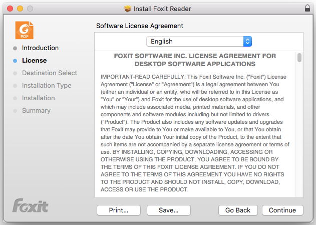 License Agreement Installation window