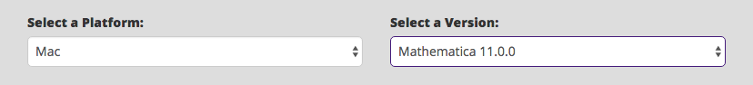 Select a Platform and Select a Version options