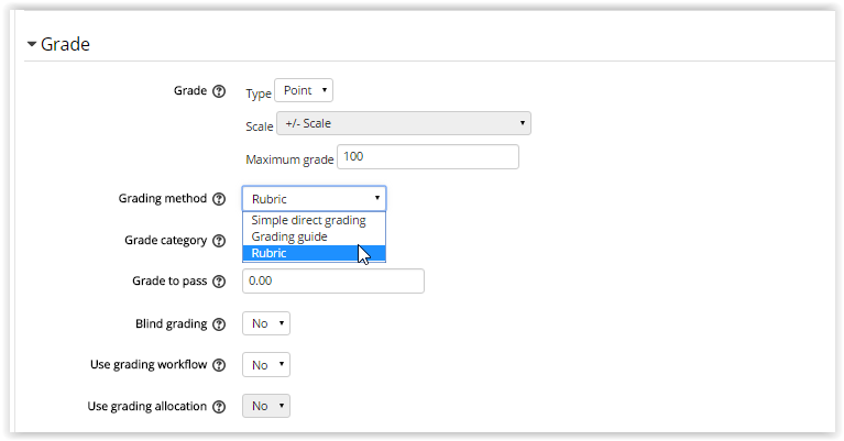 moodle assignment grade settings