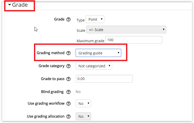 Grading Method options