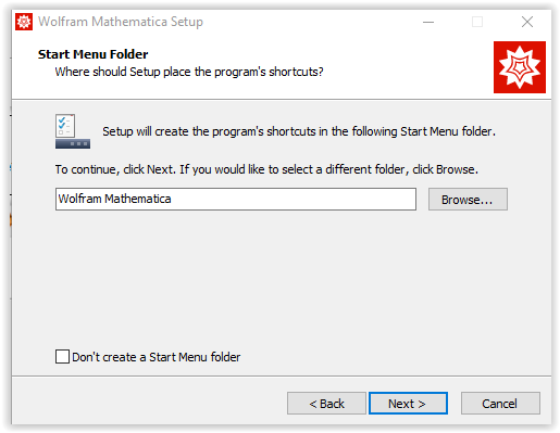 start menu folder window with next highlighted