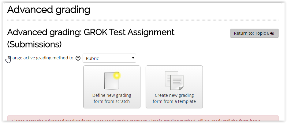 the advanced grading page.