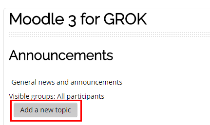 add a new forum topic button in moodle page