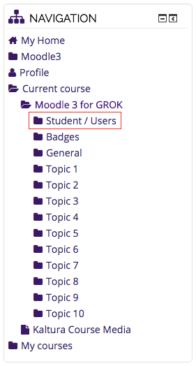 Students / Users option