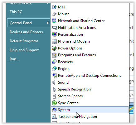system button on the control panel
