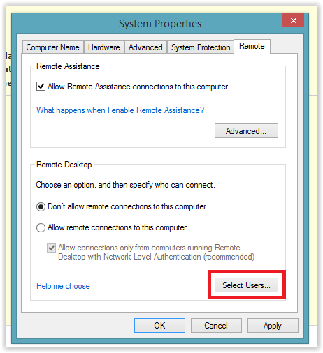 system properties dialog box.
