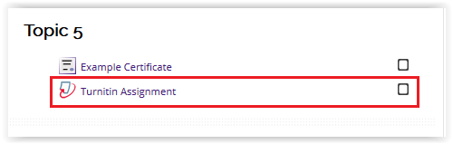 The highlighted Turnitin link for a course