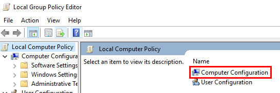Computer Configuration highlighted in the group policy window