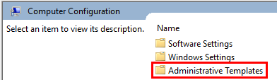 Administrative Templates highlighted in the group policy window