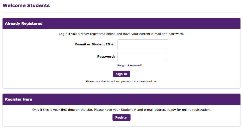 Student Login window