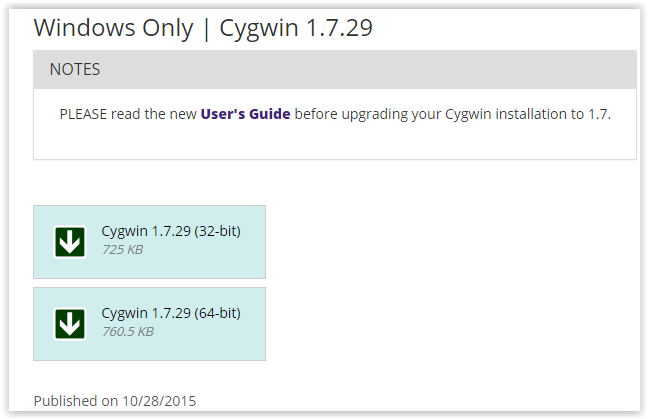 Cygwin download in tigerware