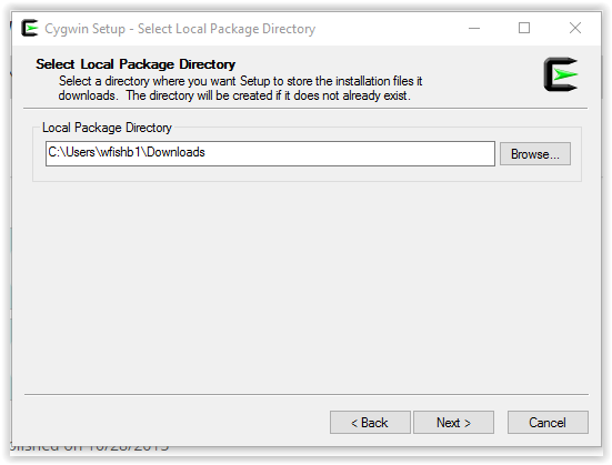 selecting local package directory- cygwin setup