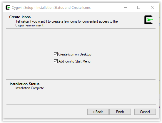 finishing cygwin installation .