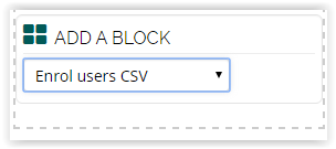 enroll Users CSV in the add a block drop down menu