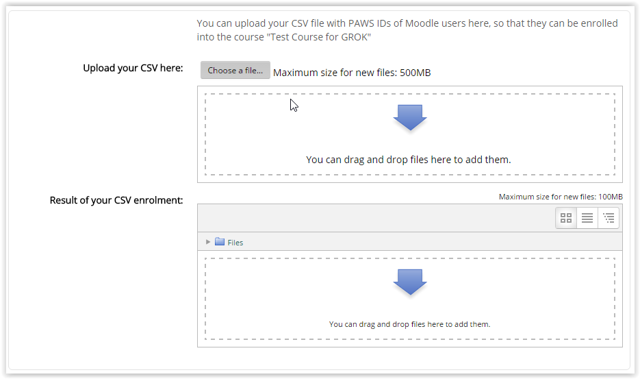 the upload csv enrollment window