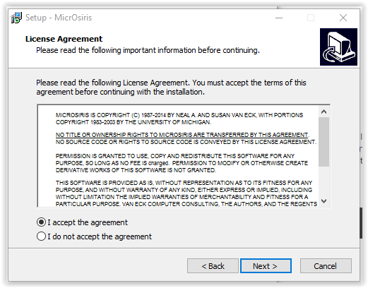 MicrOsiris lisence agreement