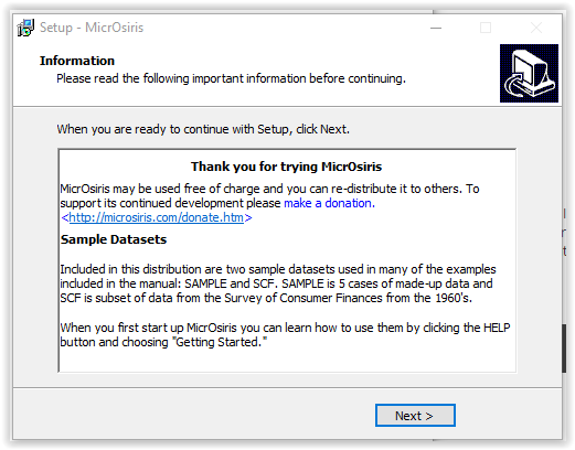 microsiris information window