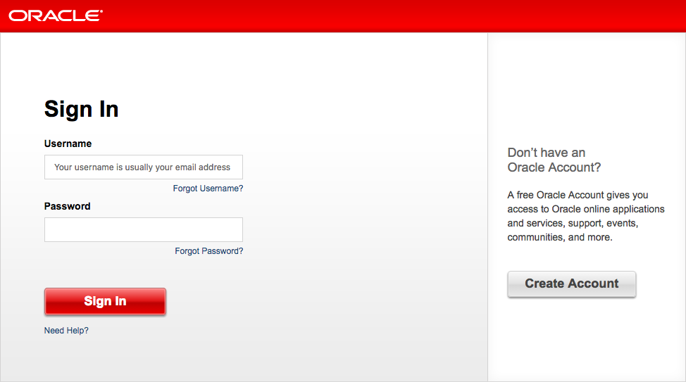 Oracle Login page