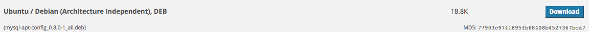 Download button for MySQL Ubuntu