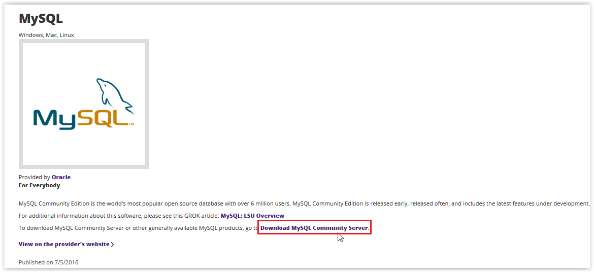download link on mysql tigerware page