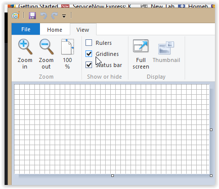 The view tab with the box next to gridlines checked